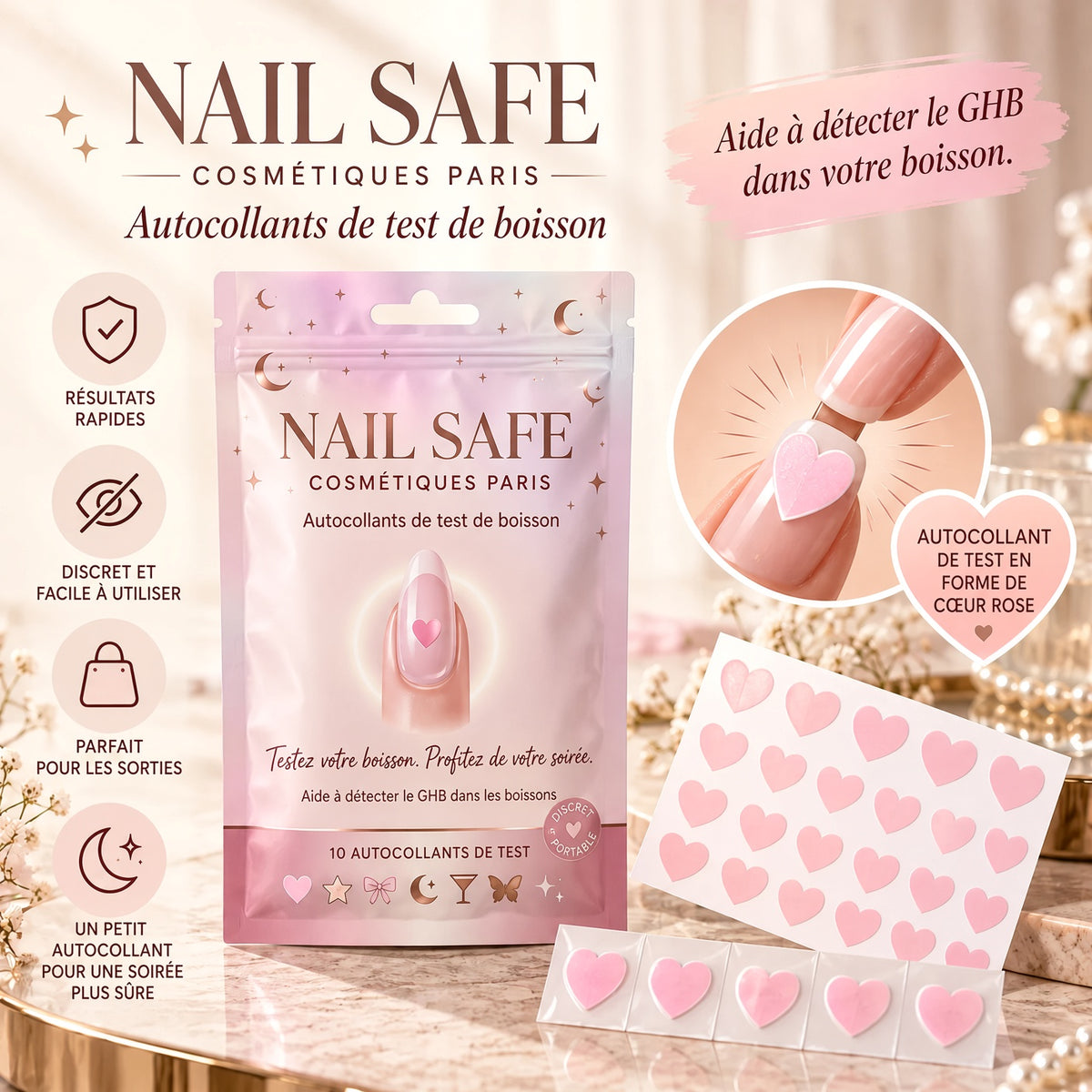 Nail Safe Stickers Testeur de Boisson